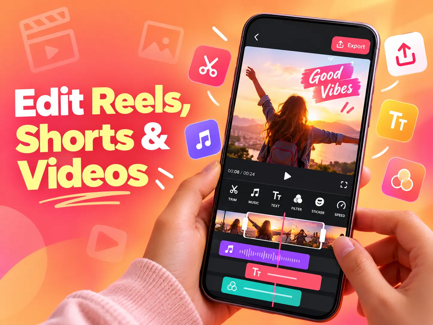 InShot Android video editor for Reels Shorts music text and filters